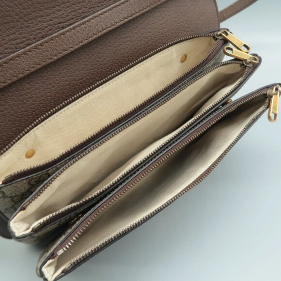 100% Authentic GUCCI GG Supreme Brown Canvas Shoulder Bag - Picture 6 of 12